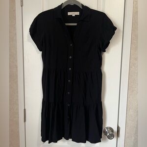 LOFT Black Tiered Mini Dress